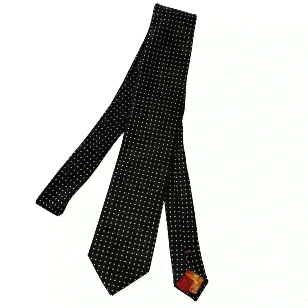 SPARKS John Sparks men’s neck tie black white silver dot handmade 100% polyester